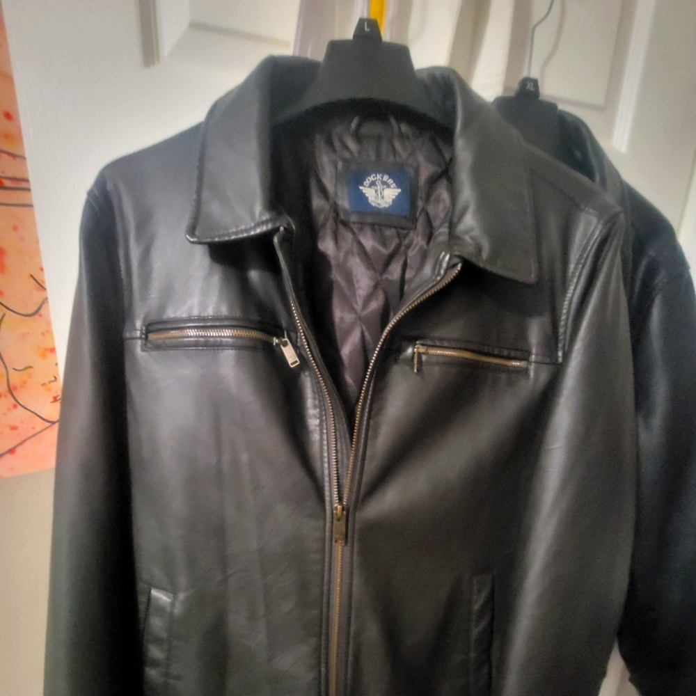 Brown dockers foux leather casual dress jacket